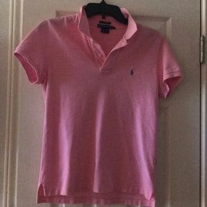 Ralph Lauren short sleeve pink polo shirt.